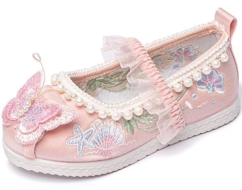 Chaussures traditionnelles chinoises filles Mary Jane en tissu noir brodé
