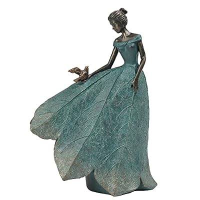 Guichifun Fairy Statue Collection Home Decoration - Leaf Angel Girls Resin Home Garden Decor for Outside or Inside Rustic Fairy Garden Outdoor Yard Figurines Gifts for Women 8.5 x 5.25 x 12 Inch