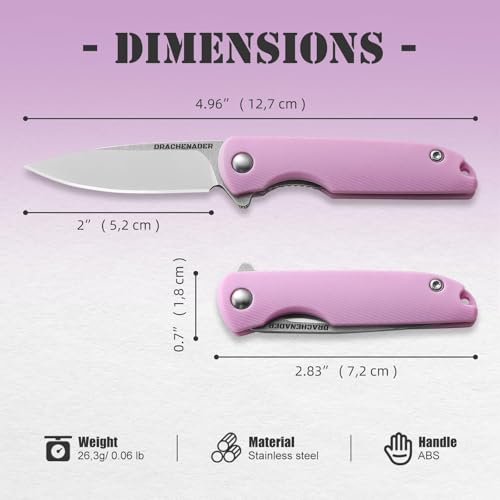 Image of DRACHENADER Knives for Women, 2.04 inch 5Cr13Mov Steel Blade, Cute Womens Girl Gift, Mini EDC Folding Knife, Small Pocket Knife (Purple)