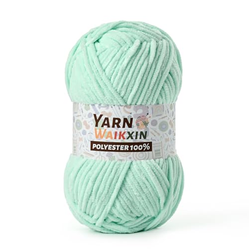 Image of Soft Chenille Yarn for Crocheting, Fluffy Chunky Crochet Yarn for Baby Blanket, (1.76oz /65.6yds) Fuzzy Velvet Yarn for Amigurumi&DIY Puzzle、Crafts、Scarf(Aqua Green)