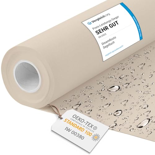 DreamRoots Tissu imperméable extérieur au metre 160 cm Largeur - Toile exterieure impermeable 100% de polyester 600D 220g/m - Tissus au metre ameublement...