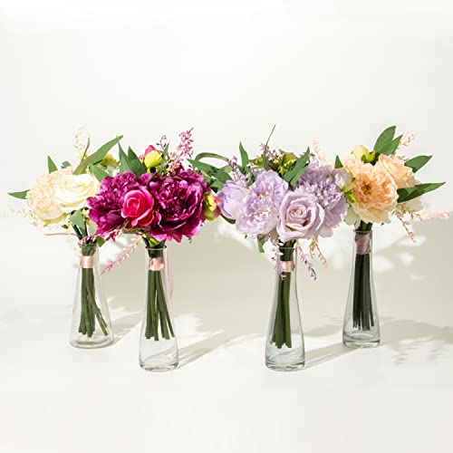 Heron Home Décor Artificial Spring Peony Bouquet For Home Decoration Table Top Bright Peonies Mixed Fabric Leaves Home Decor, Wedding, Holiday And Events Décor 11.75 Inches (Lavender Purple) #TOP6