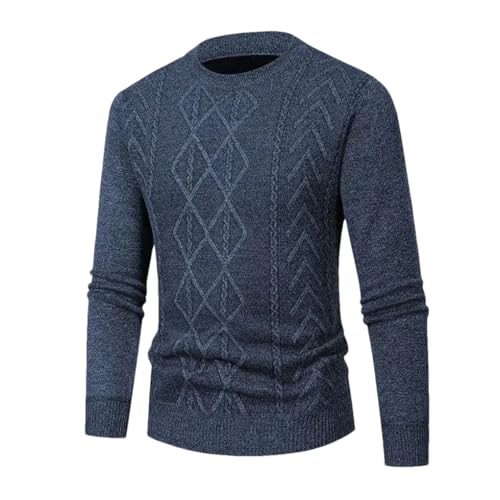Men's Solid Color Casual Soft and Comfortable Round Neck Printed Slim Fit Long Sleeve Sweater