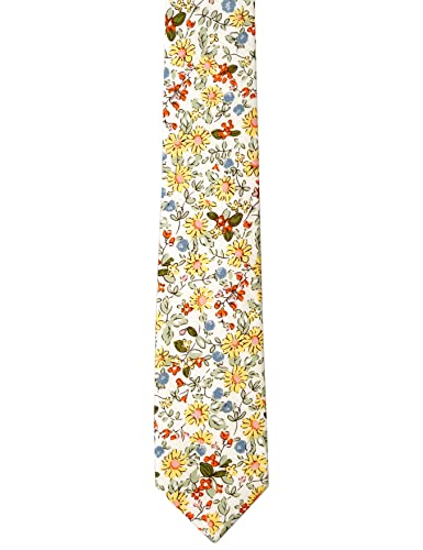 Image of BELLUNO Men's Cotton Floral Skinny Tie, 2.5 inch Width, with Gift Box