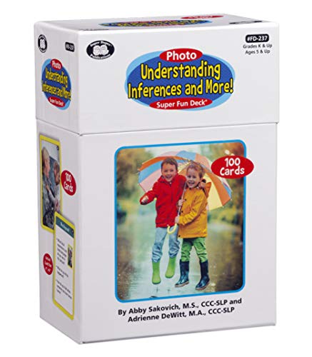 Super Duper Publications | Photo Understanding Inferences and More! Super Fun Deck | Critical Thinking Flash Cards | Great for Autistic Children | Ask Literal, Inferential, or Expansion Questions