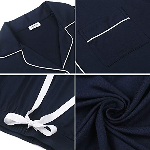 Image of Joyaria Women's Cooling Bamboo Viscose Pajama Set Long Sleeve Button Front | Hot Sleeper Comfort . Cooling Relief . Lightweight Feel for Sleeping & Lounging