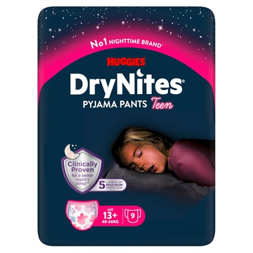 Drynites Huggies Girls Nappies Size XL (48-60 kg) 9 Absorbent Panties 13-19 Years