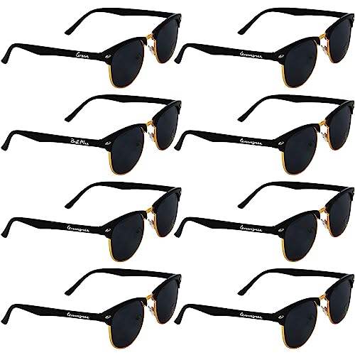 8 Pack Groomsmen Sunglasses for Men - Wedding Sunglasses Set for Groomsman Proposal Gifts, Bachelor Party Favors - UV Protection Classic Style