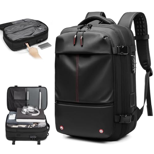 Hotainoys Mochila de vacío, bolsa de viaje, mochila de compresión de gran capacidad, bolsas de vacío de viaje expandibles con bloqueo de contraseña, separación en seco y húmedo para 17 pulgadas