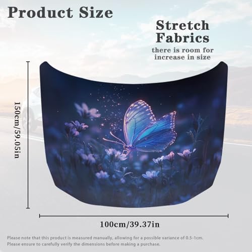 Image of MintulipyCar Hood Cover for Automobiles,Vivid Butterfly Flower Car Bonnet Banner, Universal Fit Waterproof Automotive Hood Covers,Car Accessories
