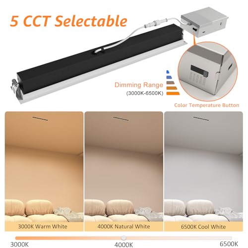 Hengsense 4-Pack LED Linear Recessed Spotlight, 15W 5CCT Dimable Downlight by Hengsense - Image 2