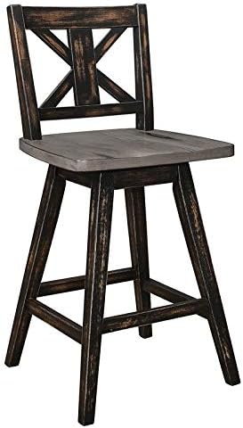 Homelegance Barstool (Set of 2) Amsonia Counter Height Swivel Stool (2 Pack), Black