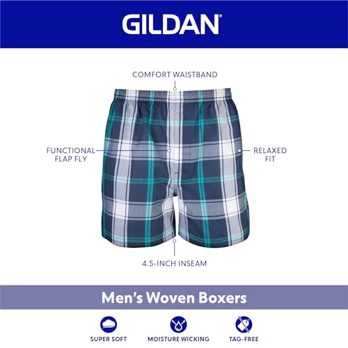 Gildan Men's Underwear Boxers, Multipack, Assorted Navy (5-Pack), Medium