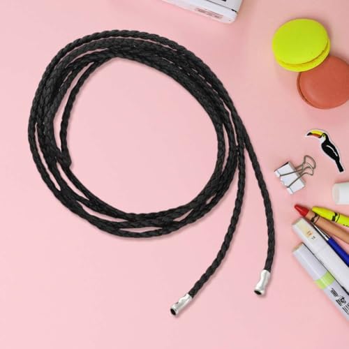 PU Leather Braided Waist Belt Women Decorative Knitted Rope Long String Boho Wrap Skinny Waistband Thin Woven Tie Knot Cord Belt for Women Jeans Pants Dress Skirt (Black) 6