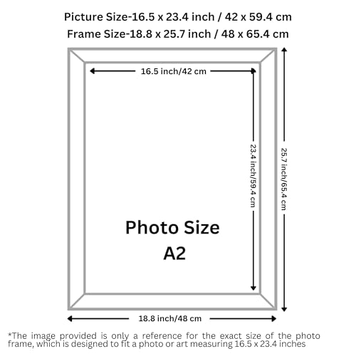 Image of Handmade Black Wooden Photo Frame, A2 (42 x 59.4 cm) Display for Artworks, Pictures and Photos of Your Loved Ones, Best for Home, Office, Wall Decor, Living Room, Bedroom, Black