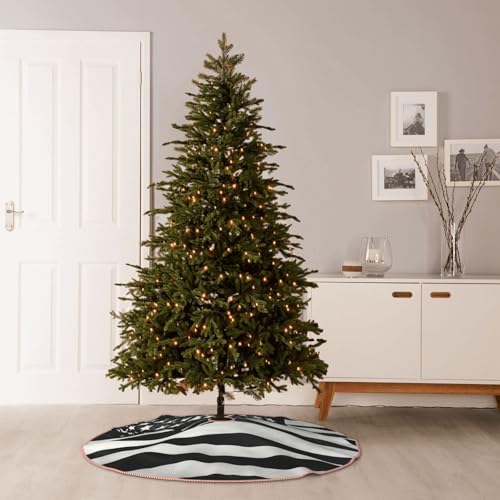 Jupe de sapin de Noël drapeau américain noir et blanc rustique - 8