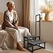 2-Step Stool with Handle for Elderly, Heavy Duty Non-Slip Step Stool for High Beds/Bathtub/Kitchen, Wide Anti-Slip Platform, Supports 450 lbs