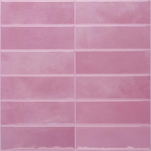VaryPaper Pink Peel and Stick Backsplash for Kitchen 10 Sheets 12''x12'' Pink Subway Tile Stick on Backsplash Waterproof Vinyl Back Splash Removable Self Adhesive Wall Tiles for Bathroom Laundry Room by VaryPaper - Image 9