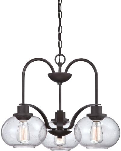 Quoizel Trilogy Chandelier, 22 Inch 3-Light, Old Bronze Vintage Transitional Island Pendant Lights, 100W, Max Adjustable Height 64.5", for Kitchen, Dining, Living Room, Foyer or Farmhouse
