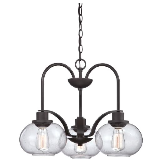 Quoizel TRG5103OZ Trilogy Mini Downlight Chandelier, 3-Light, 300 Watts, Old Bronze (17" H x 22" W)