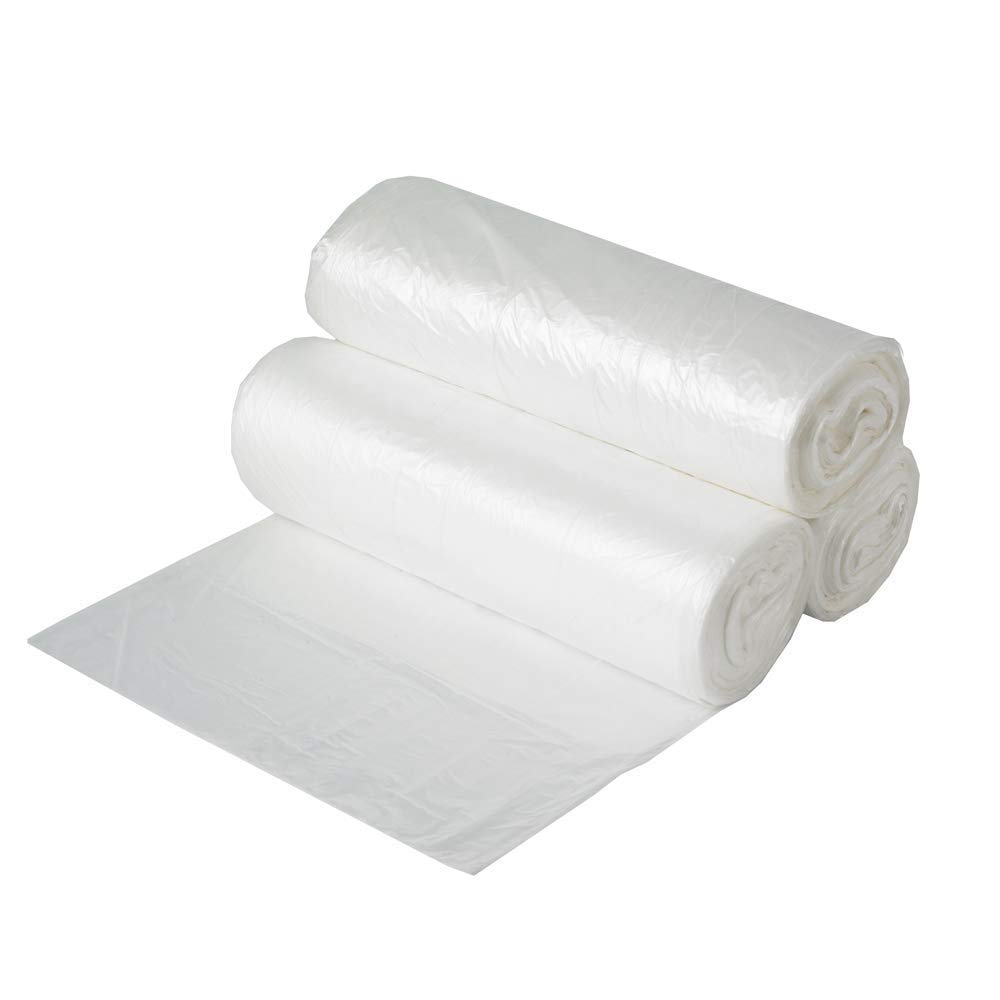 Bolsa de basura blanca 50 l | 100 bolsas de basura de 50 litros (2 rollos de 50 bolsas blancas) | Resistente (14 µ) e impermeable | Papeleras Oficinas – Cocina | Cierre de lazo para atar |