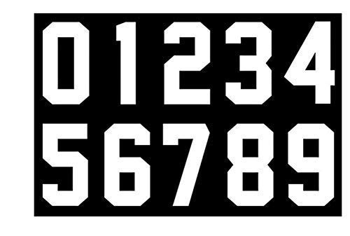 Numbers Kit(0-9),3 Inch Tall for Sports T-Shirt Jersey Football Baseball,Iron On, Heat Transfer, Team,t-Shirt(0-9) (White)