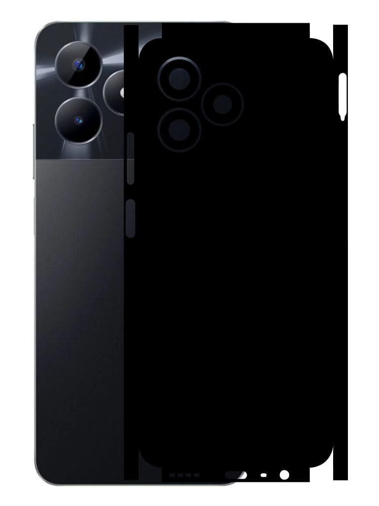 AtOdds - REALME C53 - Mobile Back Skin Sticker - Lamination - Rear Screen Guard Protector Film Wrap (Coverage - Back+Camera+Sides) (Design - Matte Black)-image-39