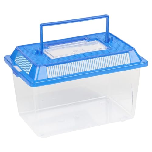 URBNLIVING Small Aquarium Fish Tank Aquatic Insects Reptile Cage Box with Handle & Air Vents (Blue)