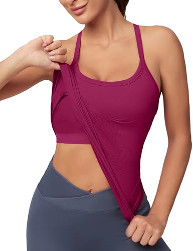 Image of MathCat Workout Tank Tops for Women with Built in Bra, Sleeveless Gym Tops Seamless Racerback Athletic Yoga Shirts