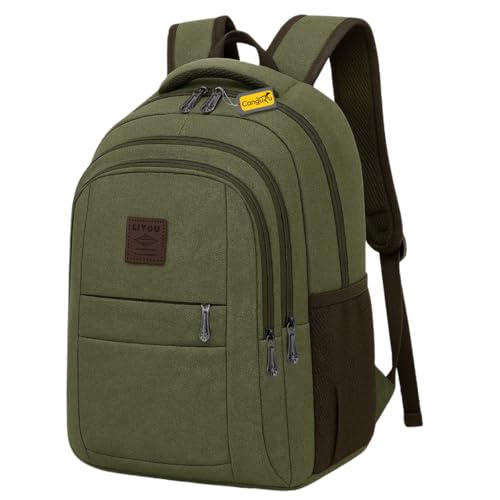 Mochila Masulina Feminina de Lona Super Resistente Reforçada Trabalho Viagens com Espaço Interno Super Confortavel e Prático (Verde)