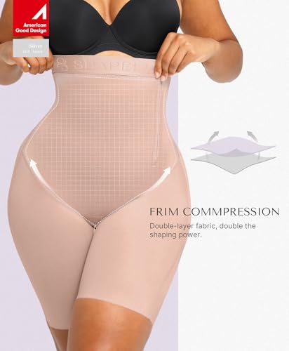 Image of SHAPELLX High Waist Butt Lifting Tummy Control Shapewear Shorts | Under dress shorts,15-inch crotch zipper, breathable stretch fabric, anti-roll support,easy bathroom access, everyday wear
