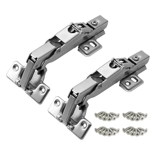 Bisagras Puertas Cocina,2pcs 165 Grado Bisagra Atornillable con Amortiguación Bisagras Cierre Suave para Puerta de Mueble Armario de Cocina Juego(18 Tornillos Incluidos)
