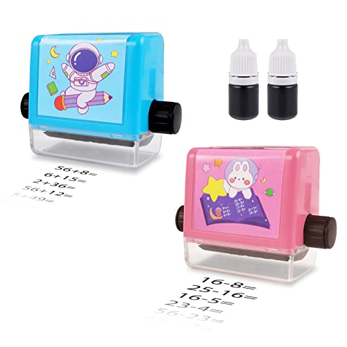 Taekooki 2 Piezas Sello de Matemáticas de Rodillo, Sello de enseñanza Digital de Rodillos, Sello de Pregunta de Suma y Resta,para Preescolar Suministros de Escuela en el Hogar Cover