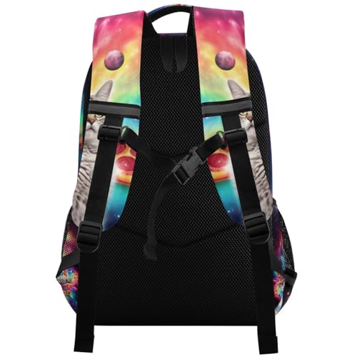 Cat Pizza Planets Backpack 3rd 4th 5th Grade School Bookbag Travel Laptop Daypack Bag for Boys Girls3