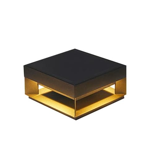Topmo-plus Luci a colonna Lampione Lampada a testa impermeabile illuminazione per percorso quadrato nero scavato struttura in lega di inossidabile + Acrilico giardino 16W 20CM quadrata bianco caldo
