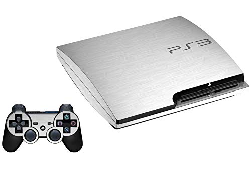 LidStyles Vinyl Protection Skin Kit Decal Sticker Compatible with PS3 Slim Console (MTS #1 (Aluminum))