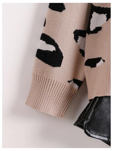Image of WDIRARA Women's Leopard Tiger Print Cardigan V Neck Long Sleeve Color Block Button Down Sweater Outwear
