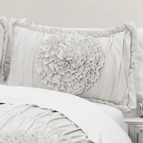 Image of Lush Decor Serena Comforter Set, 3 Piece Set, King, Light Gray - Cute Comforter - King Bedding Set - Gray Comforter King Size - Coquette Decor