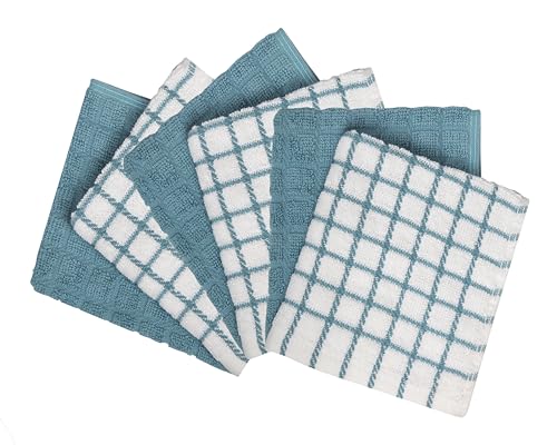 Image of Bumble Dish Cloths (6 Pack) | 12 inch x 12 inch | 100% Cotton Kitchen Towels | 405 GSM | Soft, Highly Absorbent & Durable Dish Towels for Kitchen | Aqua