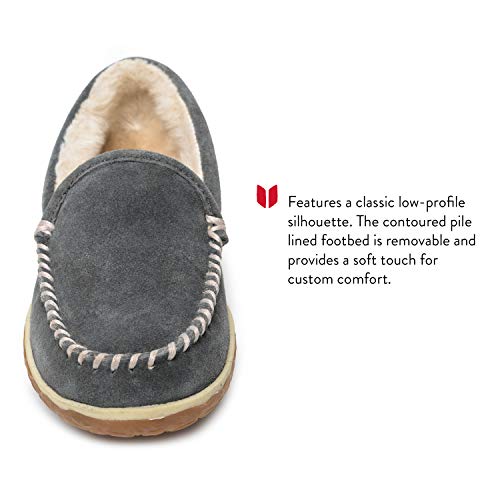 Minnetonka Womens Tempe Moccasin Slippers, Grey, Size 8 #TOP2