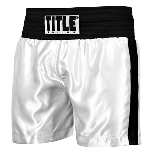 Title Boxing Pro Traditional Cut Trunks (US, Alpha, Large, Regular, Regular, White/Black)
