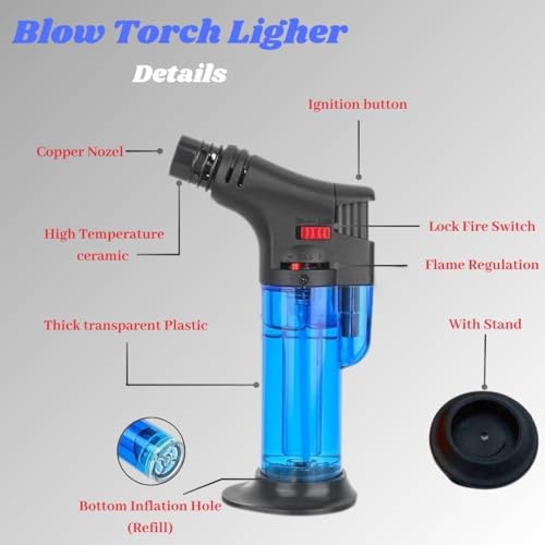 Image of blow torch | Windproof butane gas lighter | fire Gun & Jet Flame | Refillable camp Tool | Resin Art, Kitchen & BBQ Accessory