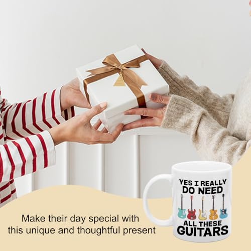 Taza de café porcelana blanca 11 oz con diseño de guitarras miniatura 6