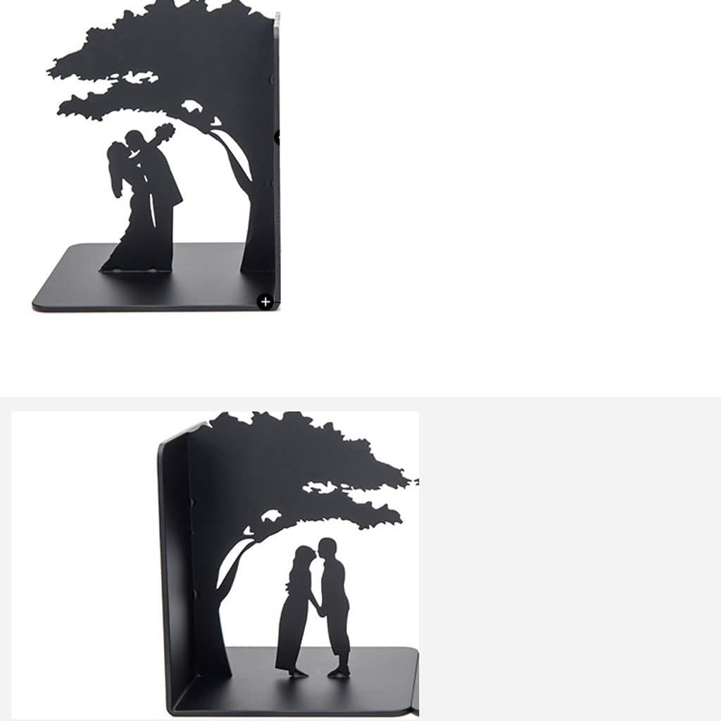 Bookends Book Ends for Shelves Hollow-Out Metal Art Bookends Decorative Book Ends Heavy Duty Home Office Book Stoppers Book Holders Desktop Decoration Organizer Decorative Bookends (Color : F)