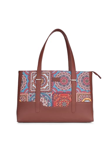 Image of ZOUK Handcrafted Vegan Leather Travel Tote Bag for Women with Multiple Compartments | Spacious Water-Resistant Shoulder Bag for Travel, Vacation, Day Trips |