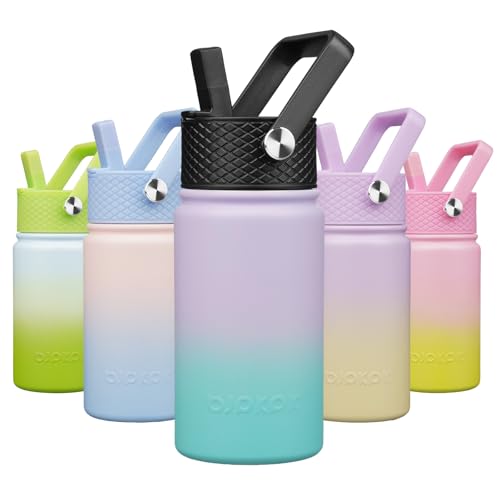 Image of BJPKPK Insulated Water Bottle, 15oz Stainless Steel with Straw Lid