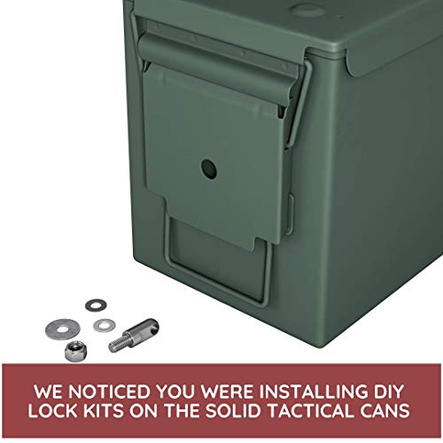 Solid Tactical 50 Cal Ammo Can with Locking Kit – New Steel Green Ammo Box Military & Army M2A1 for Long-Term Waterproof Ammunition & Valuables Storage Case