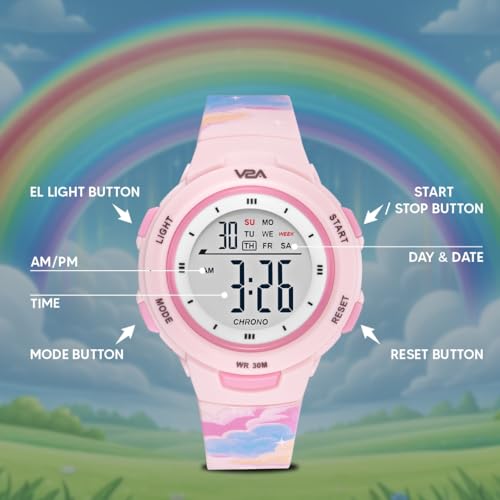 Image of V2A Kids Watch - Waterproof Multi-Functional Digital Sports Watch for Ages 5-13, 30M Water Resistance, Gift for 5-10 Year Olds