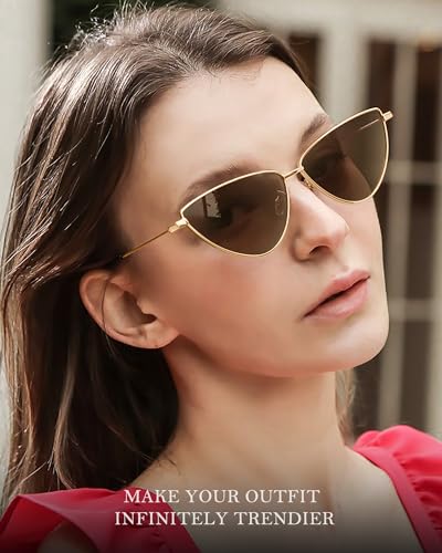 IGnaef Retro Vintage Cat Eye Sunglasses for Women, Trendy Fun Cateye Glasses UV400 Protection IF3852
