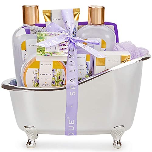 SPA LUXETIQUE Set de Regalo de Baño para Mujer - 8pcs Set de Bienestar con Fragancia de Lavanda para Mujer, Regalo de Cumpleaños Set de Belleza con Baño Deco, Regalos de Navidad, Regalos de Año Nuevo